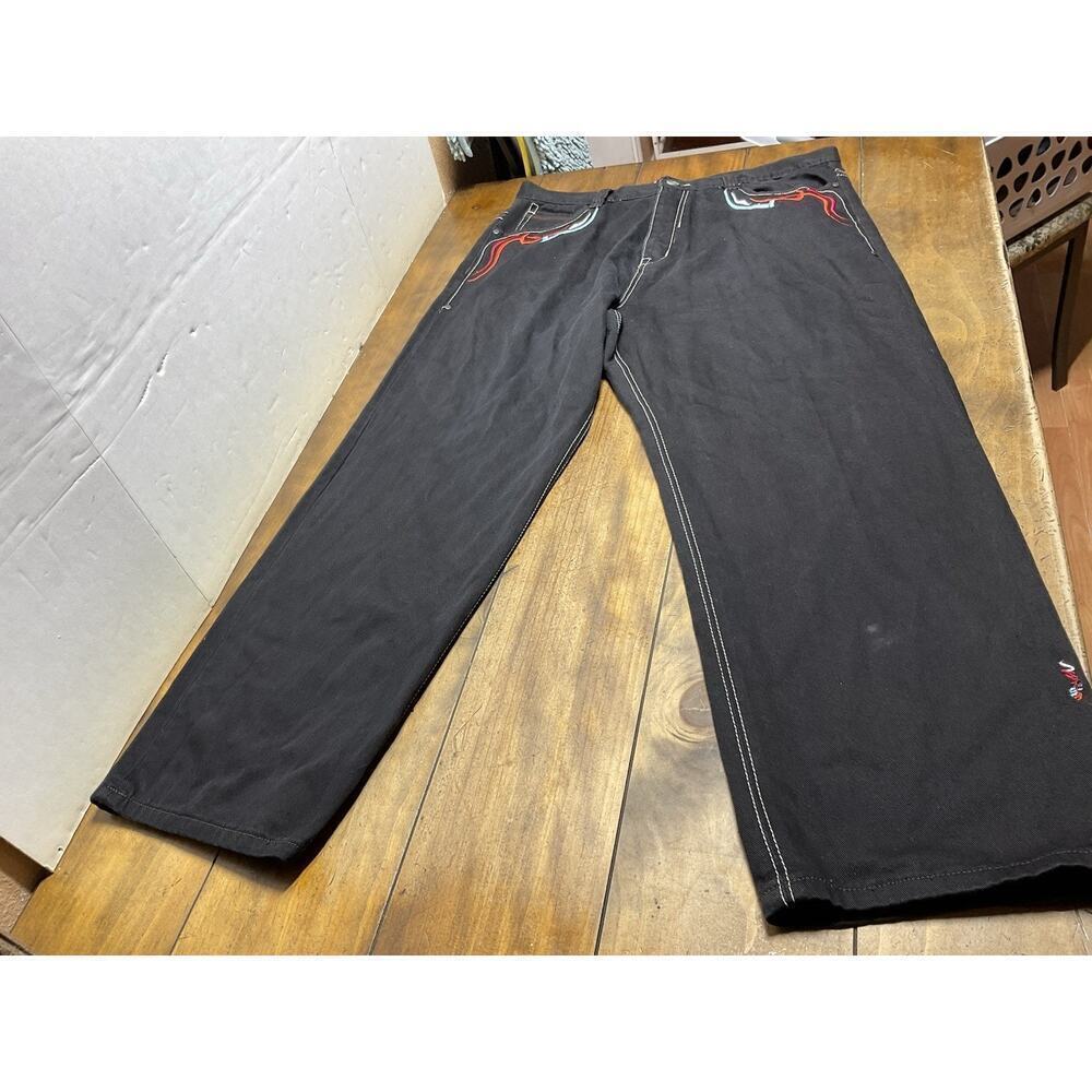Vintage Y2K Hip Hop Black Embroidered Coogi Jeans Size 40x32